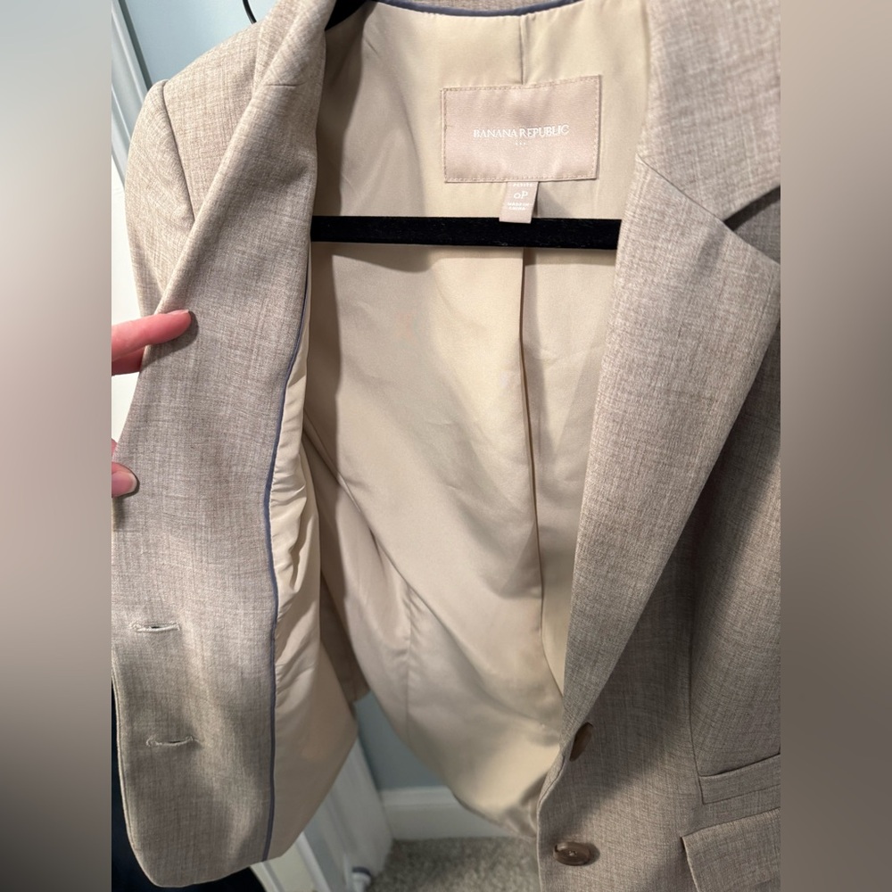 Banana Republic Blazer Light Khaki 0 0P Petite Women’s Washable - Picture 9 of 13